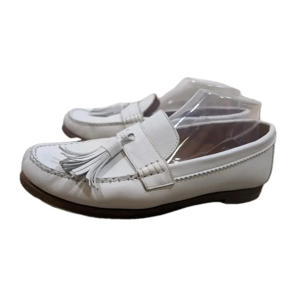 LAFAYETTE 148 NEW YORK Womens White Frieda Slip On Leather‎ Loafers Shoes 40(9)